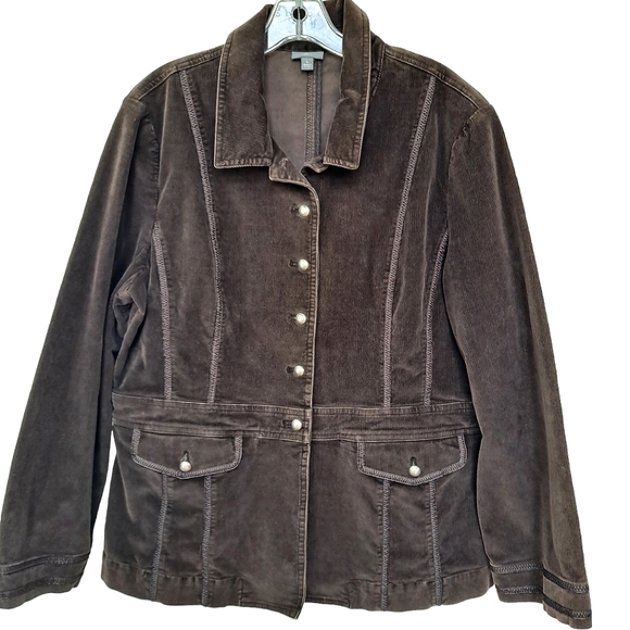 J. Jill Jackets & Blazers - J. Jill Vintge Soft Chocolate Brown Stretch Corduroy Jacket szL